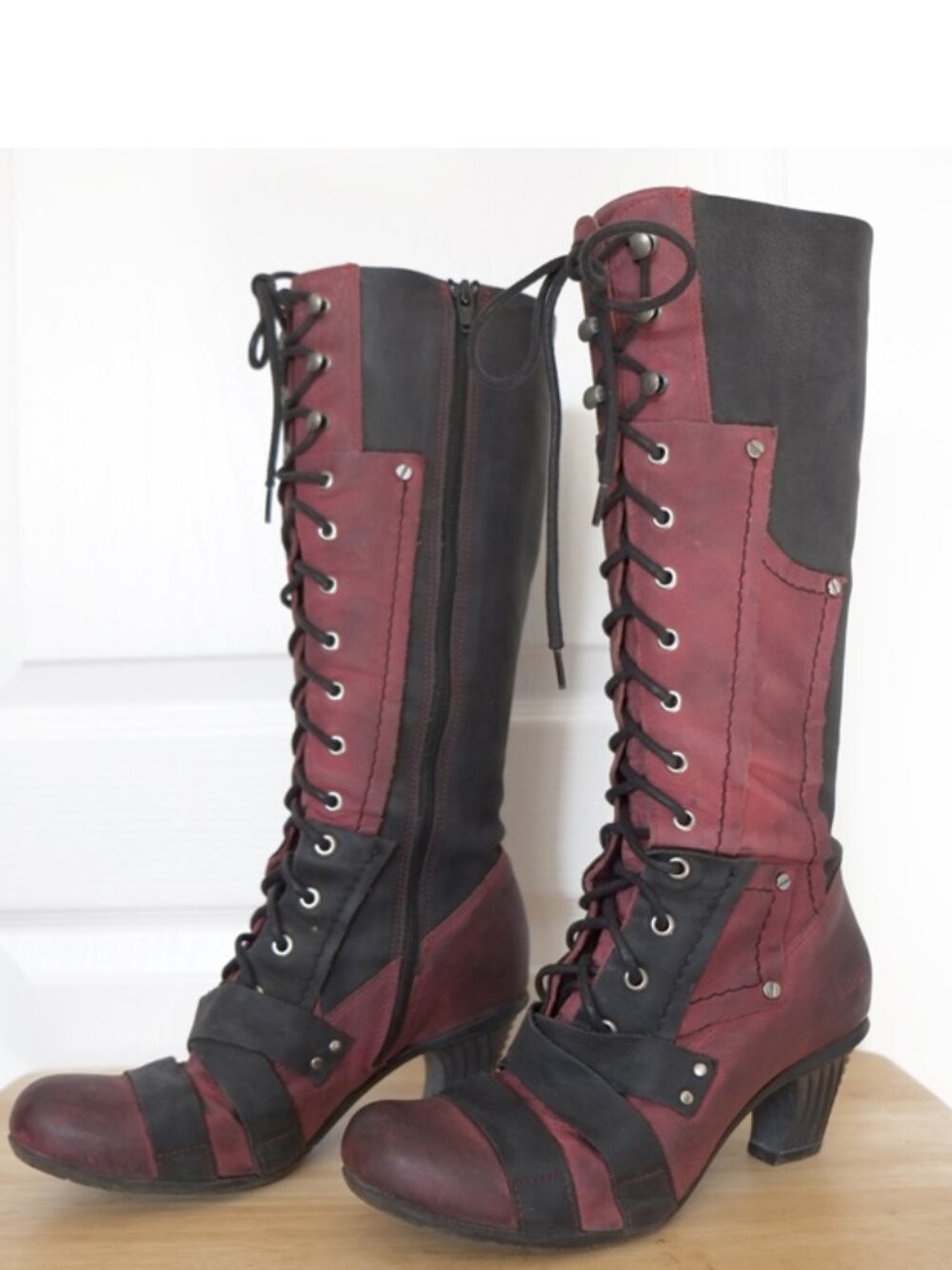 DKODE red/black lace up leather boots goth punk